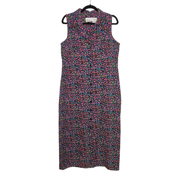 VTG 90s Kathie Lee Maxi Shirt Dress Womens Size 14 Coquette Cottage Floral Boho - Picture 1 of 9